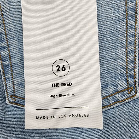 GRLFRND Distressed Straight Leg High Rise Reed Light Jeans In Last Stop Size 26 - Picture 3 of 6